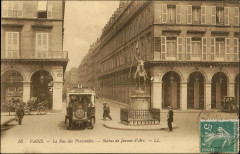 Carte postale, Paris, La Rue des Pyramides, Statue de Jeanne d'Arc