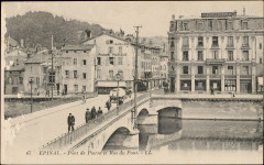 Carte postale, Epinal, Pont de Pierre et Rue du Pont