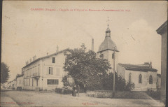 Carte postale, Charmes (Vosges), Chapelle de l'hôpital et Monument commémoratif de 1870