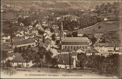 Carte postale, Cornimont (Vosges), Eglise et centre