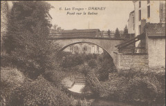 Carte postale, Darney, Pont sur la Saône