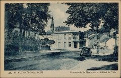 Carte postale, Plombières-les-Bains, Promenade de Mesdames et l'Hôtel de Ville
