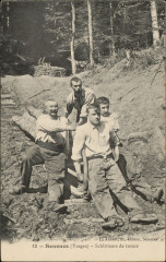 Carte postale, Senones (Vosges), Schlitteurs de troncs