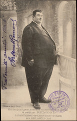 Carte postale, Un des plus gros hommes du Monde, Arsène Rémond à Fontenoy-le-Château (Vosges), Né à Offlanges (Jura) -
													88 Vosges
												