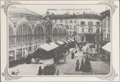 Carte postale, Epinal, Le Marché couvert et la rue d'Arches 2