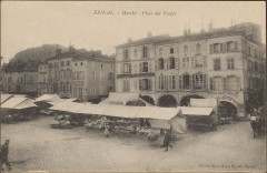 Carte postale, Epinal, Marché, Place des Vosges