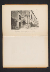 Gezicht op een zuilengalerij van het gerechtsgebouw van Laon, Frankrijk Colonnade du Palais de Justice (Ancien Palais des Evêques) (titel op object) 