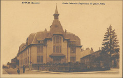 Carte postale, Epinal (Vosges), Ecole Primaire Supérieure de Jeune sic Filles