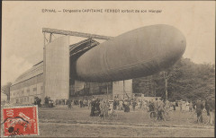 Carte postale, Epinal, Dirigeable Capitaine Ferber sortant de son hangar