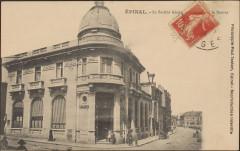 Carte postale, Epinal, La Société générale et la Rue de la Bourse