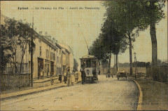 Carte postale, Epinal, Le Champ du Pin, Arrêt du Tramway