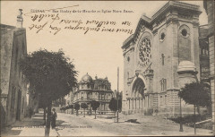 Carte postale, Epinal, Rue Boulay-de-la-Meurthe et Eglise Notre-Dame