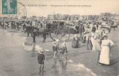 Berck Plage Baigneurs A L'Arrivee Du Poisson à Berck