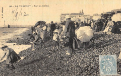 Le Treport Sur Les Galets (cpa toilée -
													76 Seine Maritime
												