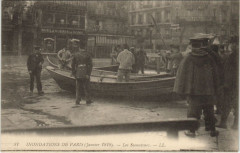 Inondation 1900 Paris Les Sauveteurs France