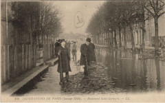 Inondation 1900 Paris Boulevard Saint-germain France