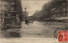 Inondation 1900 Paris hotel Terminus Rue Saint-lazare France