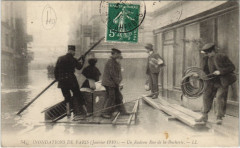Inondation 1900 Paris Rue de la Bucherie Un Radeau France