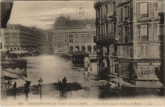 Carte postale ancienne Inondation 1900 Paris Gare Saint-Lazare Place de Rome France
                                                                     à Paris
                                