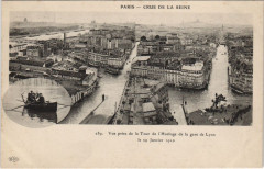 Crue de la Seine - Vue prise de la Tour de l'Horloge de la gare de Lyon - le 29 Janvier 1910 à Paris 12e