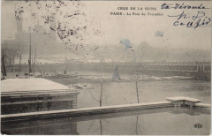 Carte postale ancienne Crue de la Seine - Le Pont Du Trocadero
                                                                     à Paris 7e
                                
