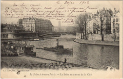 Carte postale ancienne Paris 4e La Seine en amont de la Cite
                                                                     à Paris 5e
                                