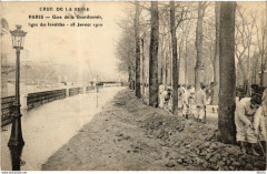 Paris Gare de la Bourdonnais ligne des Invalides Inondations 1910