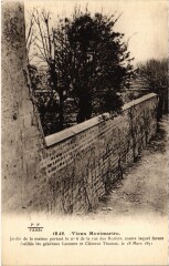 Vieux Montmartre - Jardin de la maison de la rue des Rosiers, contre lequel furent fusillés les généraux Lecomte et Clément Thomas à Paris 18e
