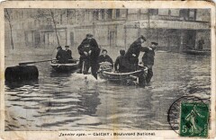 Carte postale ancienne Boulevard National - Janvier 1910
                                                                     à Clichy
                                