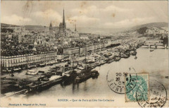Rouen - Quai de Paris et cote Sainte-catherine à Rouen