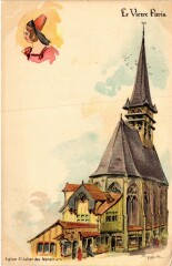 Carte postale ancienne Paris Expo 1900 - Le Vieux Paris Eglise Saint-Julien des Ménétriers
                                                                     à Paris
                                