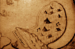 Cabanes en Camargue sur une carte de 1584 -
													30 Gard
												