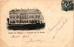 Paris 8e Palais de l'Elysee - Facade sur le Jardin à Paris 8e