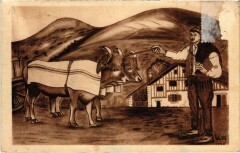 Types Basques Bouvier et Son Attelage France