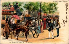 Carte postale ancienne Paris dans la Rue au Carrefour halte la en avant
                                                                     à Paris
                                