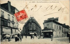 Carte postale ancienne Rue des Entrepreneurs et rue Mademoiselle
                                                                     à Paris 15e
                                