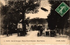 Carte postale ancienne Bois de Boulogne - Porte et Pont de Suresnes - Le Mont-Valérien
                                                                     à Paris 16e
                                
