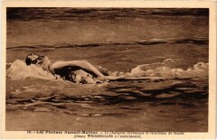 Les Piscines Auteuil Molitor - Le Champion Olympique et recordman du monde Johnny Weissmuller à l'entrainement à Paris 16e
