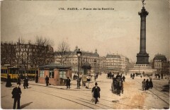 Carte postale ancienne Place de la Bastille
                                                                     à Paris 12e
                                
