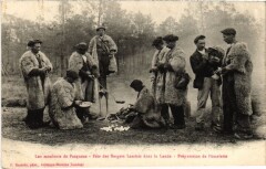 Folklore fete des bergers dans la lande, preparation de l'omlette