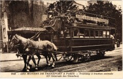 Paris Moyens de tranport Tramway a traction animale Transport