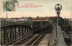 Carte postale ancienne Voie aérienne du Métropolitain prise de la Station Allemagne
                                                                     à Paris 19e
                                