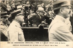 Carte postale ancienne Fête de l'indépendance Américaine à Paris le 4 Juillet 1918 - Monsieur Loyd George
                                                                     à Paris 16e
                                