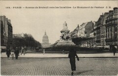 Avenue de Breteuil vers les Invalides - Le Monument de Pasteur à Paris 15e