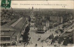 Carte postale ancienne Vue Générale vers la Gare de Vincennes et la Gare de Lyon
                                                                     à Paris 12e
                                