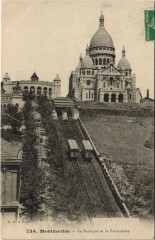 Carte postale ancienne Montmartre - La Basilique et le Funiculaire
                                                                     à Paris 18e
                                