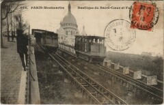 Carte postale ancienne Montmartre - Basilique du Sacré-Coeur et Funiculaire
                                                                     à Paris 18e
                                