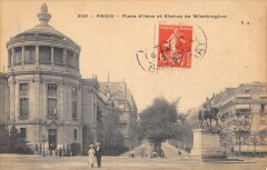 Carte postale ancienne Place d'Iéna et Statue de Washington
                                                                     à Paris 16e
                                