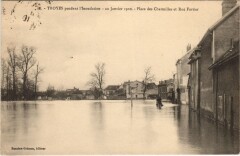 Troyes Inondation 1910 Place des Charmilles rue fortier à Troyes