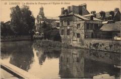 Lisieux La Riviere la Touque et l'Eglise Saint-Desir à Lisieux